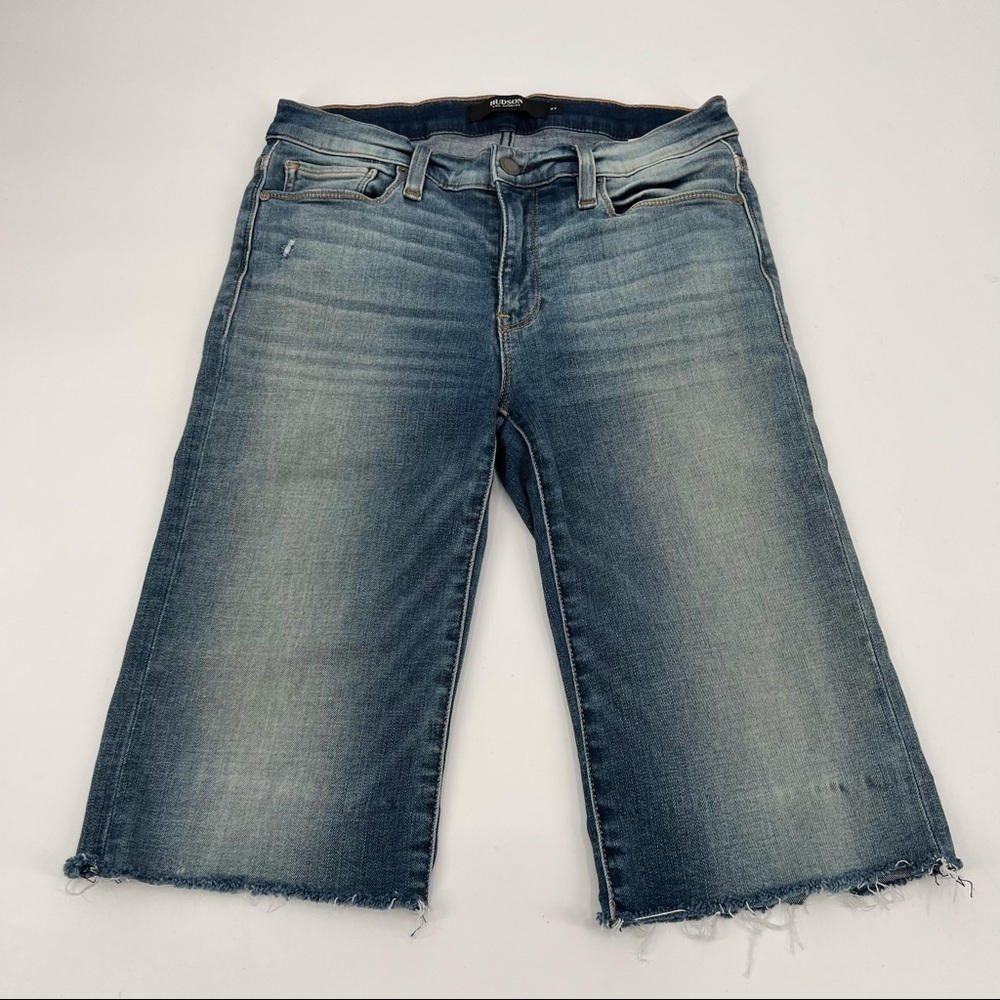 Hudson Jeans Amelia Cut Off Ripped Denim Bermuda Jean Shorts Size 27 Women's
